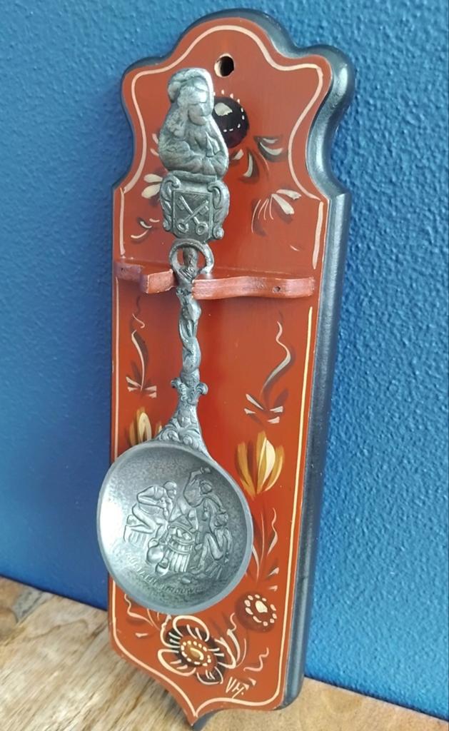 🌺Vintage Hindelooper Lepelrekje + Lepel 🌺handbeschilderd, Antiek en Kunst, Curiosa en Brocante, Ophalen of Verzenden