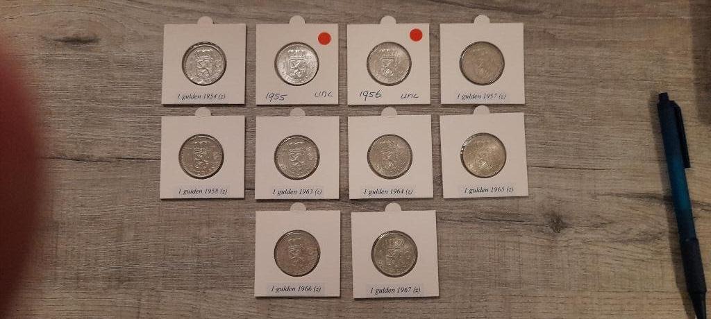 Serie Zilveren guldens (10 stuks), Postzegels en Munten, Munten | Nederland, Ophalen of Verzenden, Koningin Juliana, 1 gulden
