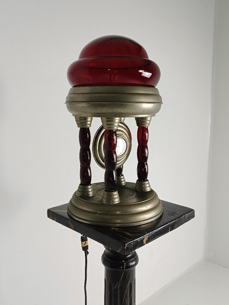 Unieke Vintage Tin Lamp met Klokmechanisme uit Italië, Ophalen of Verzenden