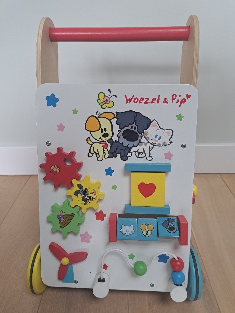 Woezel en Pip houten loopwagen, Kinderen en Baby's, Speelgoed | Houten speelgoed, Ophalen, Gebruikt, Duw- of Trekspeelgoed