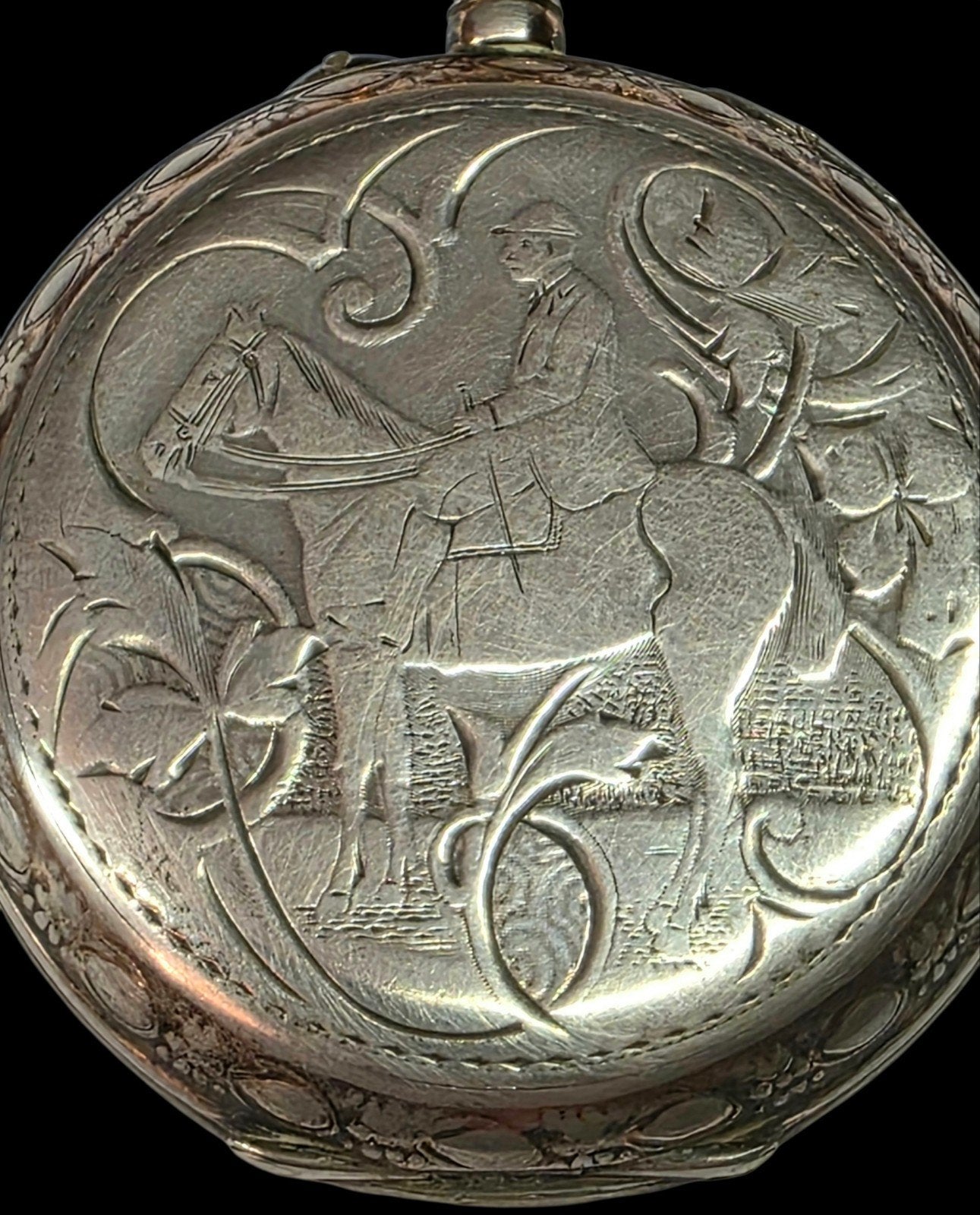 Prachtig zilveren paarden zakhorloge met bijpassende ketting, Sieraden, Tassen en Uiterlijk, Horloges | Antiek, Overige merken