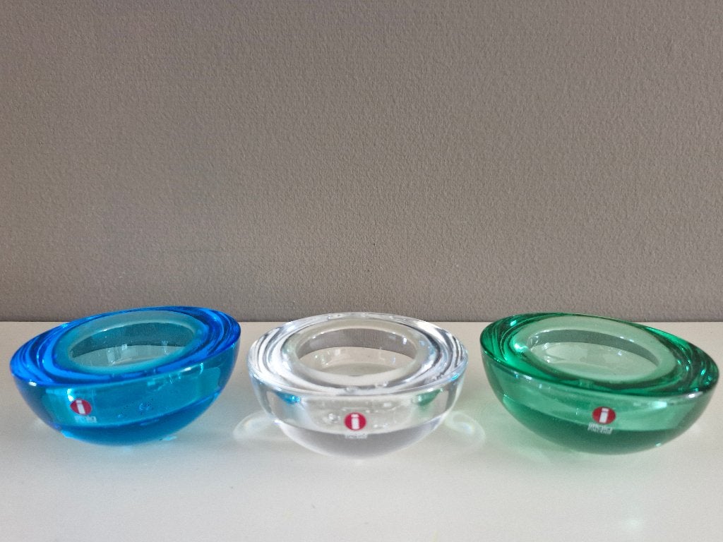 Drie Iittala Ballo waxinelichthouders in bijzondere kleuren, Meerkleurig, Waxinelichthouder, Ophalen of Verzenden, 5 cm