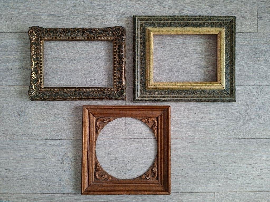 3 x houten lijst / houten lijsten schilderijlijst, Ophalen, Gebruikt, Schilderijlijst