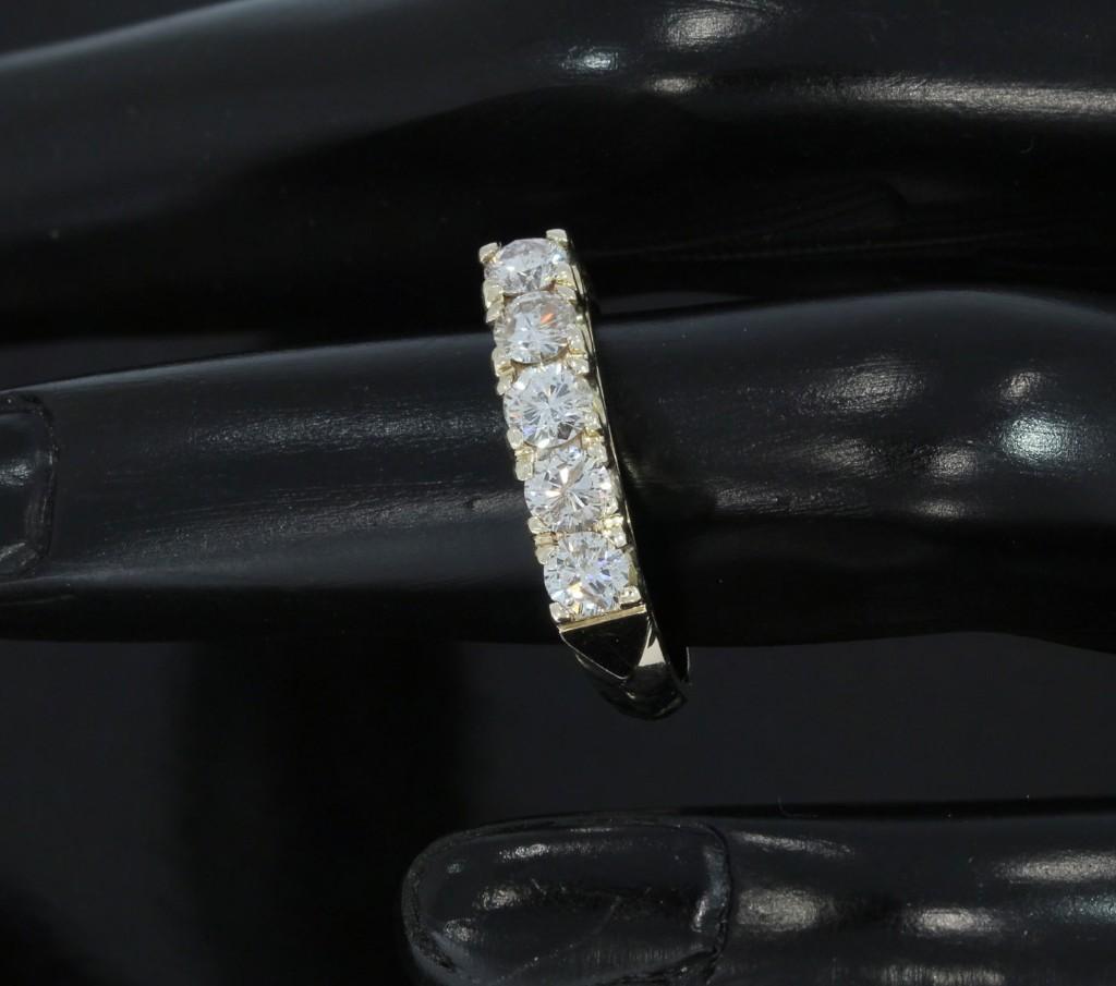 5 grote diamanten 14k gouden rij ring alliance briljant, Voordeelsieraden, Verzenden, Met edelsteen, Dame
