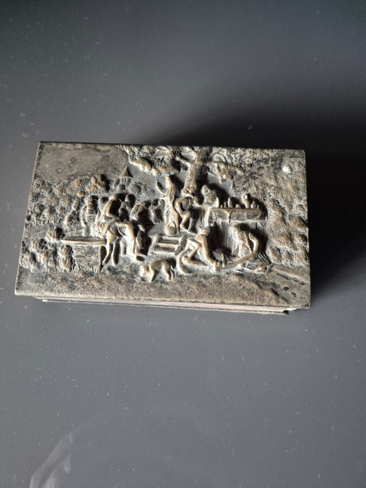 Antieke Luciferdoos verzilverd Zilpla, Ophalen of Verzenden