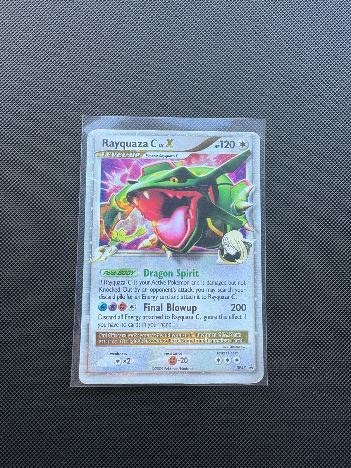 Cynthia's Rayquaza C Lv. X DP47 Black Star Promo, Ophalen of Verzenden, Gebruikt, Losse kaart
