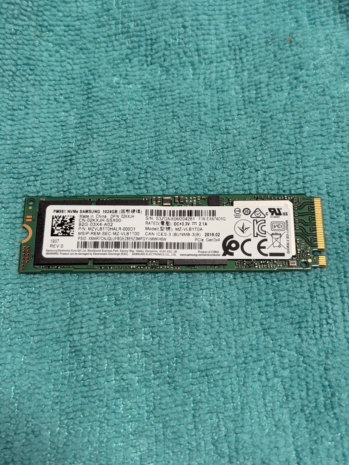 Samsung PM981 NVMe SSD 1TB M.2 PCIe Gen3x4, Intern, Server, SSD, Ophalen of Verzenden