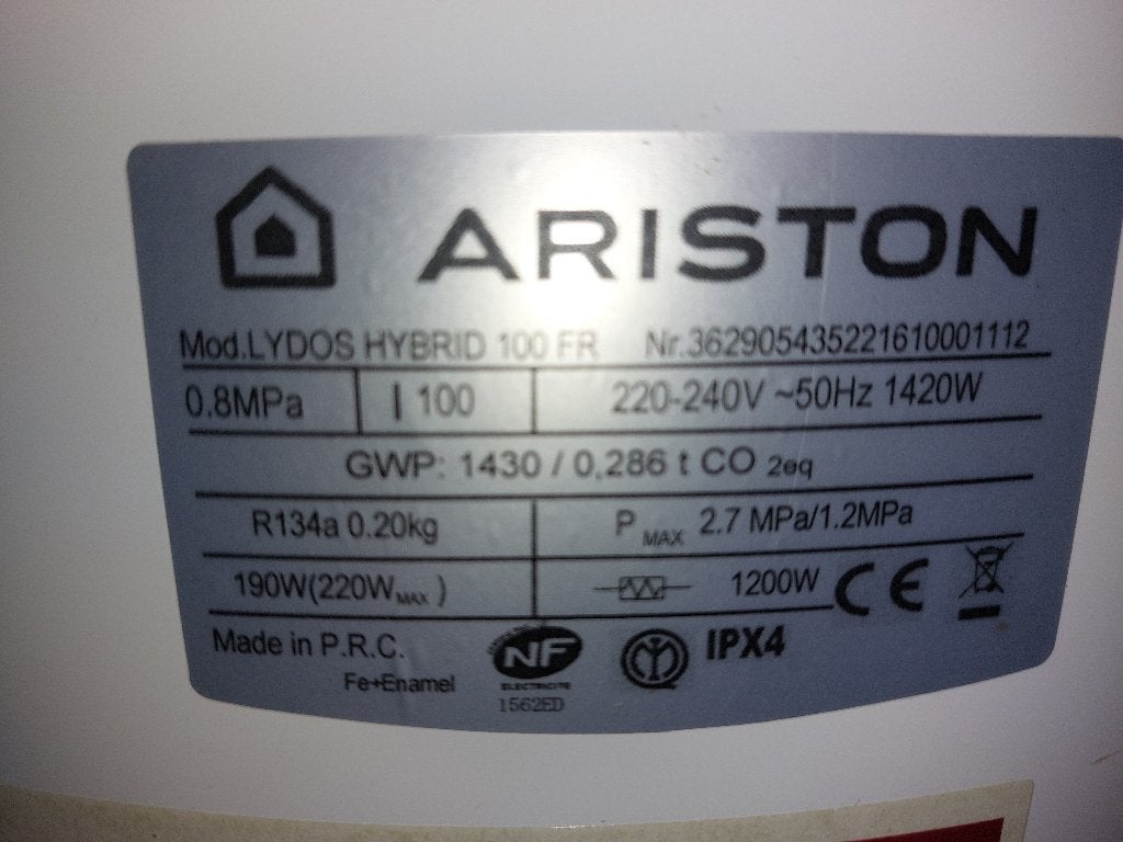 Ariston warmte pomp boiler, Ophalen, Gebruikt, 20 tot 100 liter, Boiler
