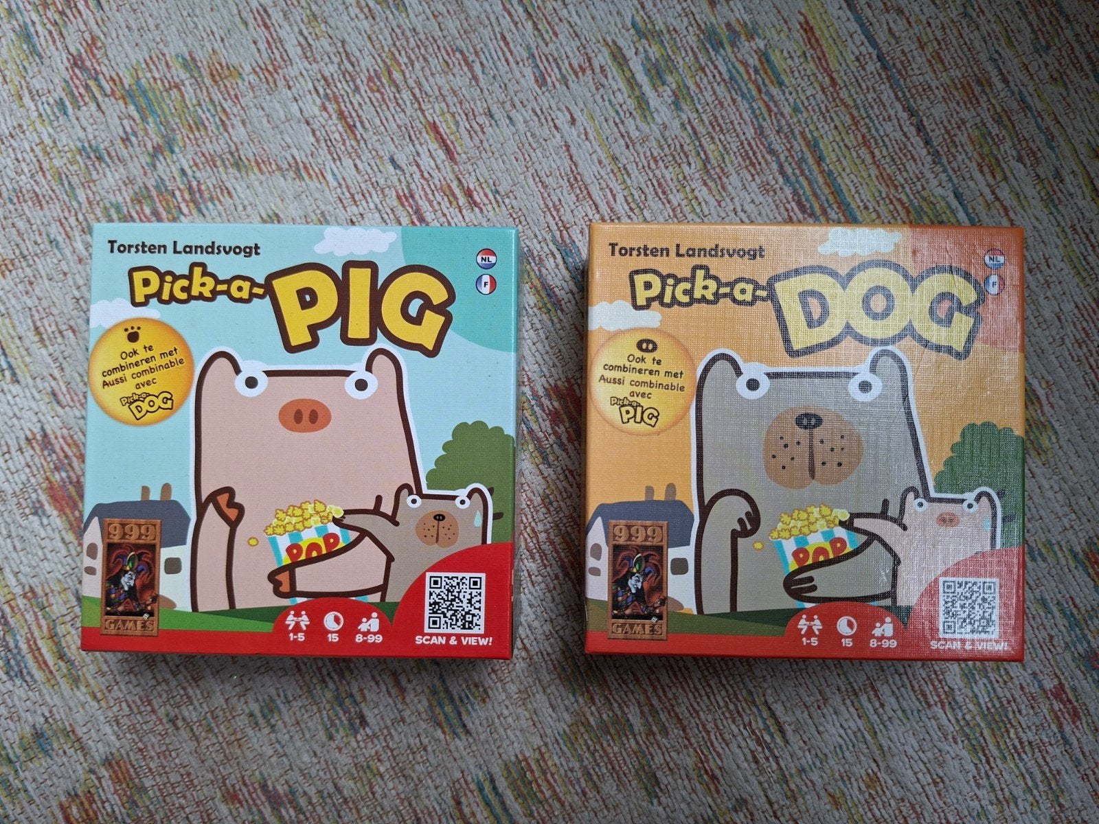 Pick-a-Pig & Pick-a-Dog kaartspel 999 games, Ophalen of Verzenden, Zo goed als nieuw, Vijf spelers of meer, Reisspel