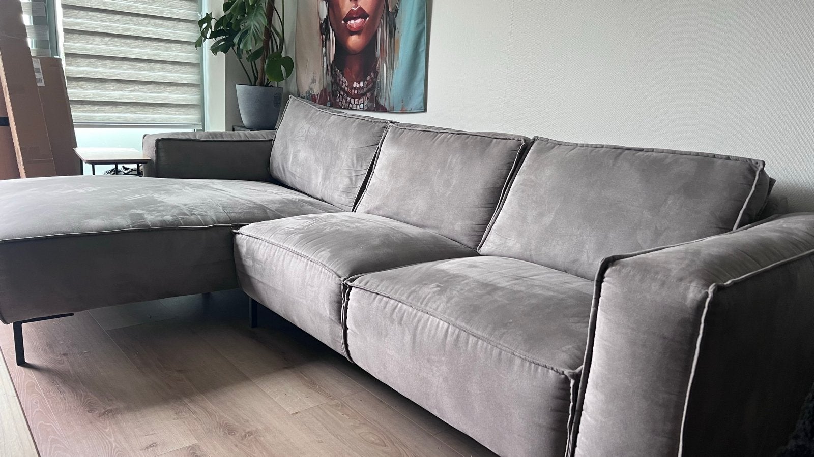 Grijze bank Haco  296b x 175d x 85h cm, Ophalen, 250 tot 300 cm, Gebruikt, 125 tot 150 cm