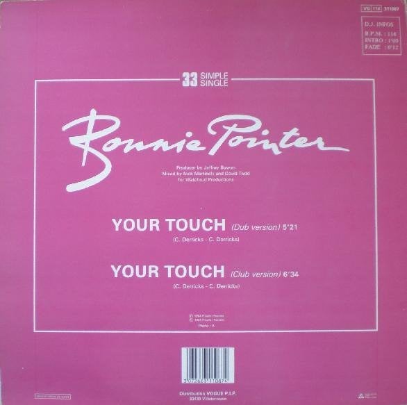 Bonnie pointer - your touch, 7 inch, Ophalen of Verzenden, Zo goed als nieuw, Dance en House