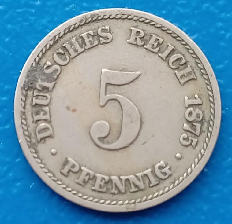Duitsland 5 pfennig 1875 A - Wilhelm I, Postzegels en Munten, Verzenden, Duitsland, Losse munt
