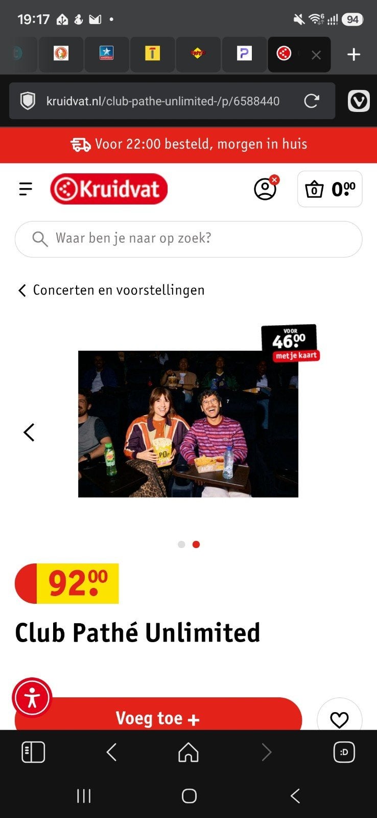 Club Pathé Unlimited 4 maanden, Eén persoon, Vrijkaartje alle films