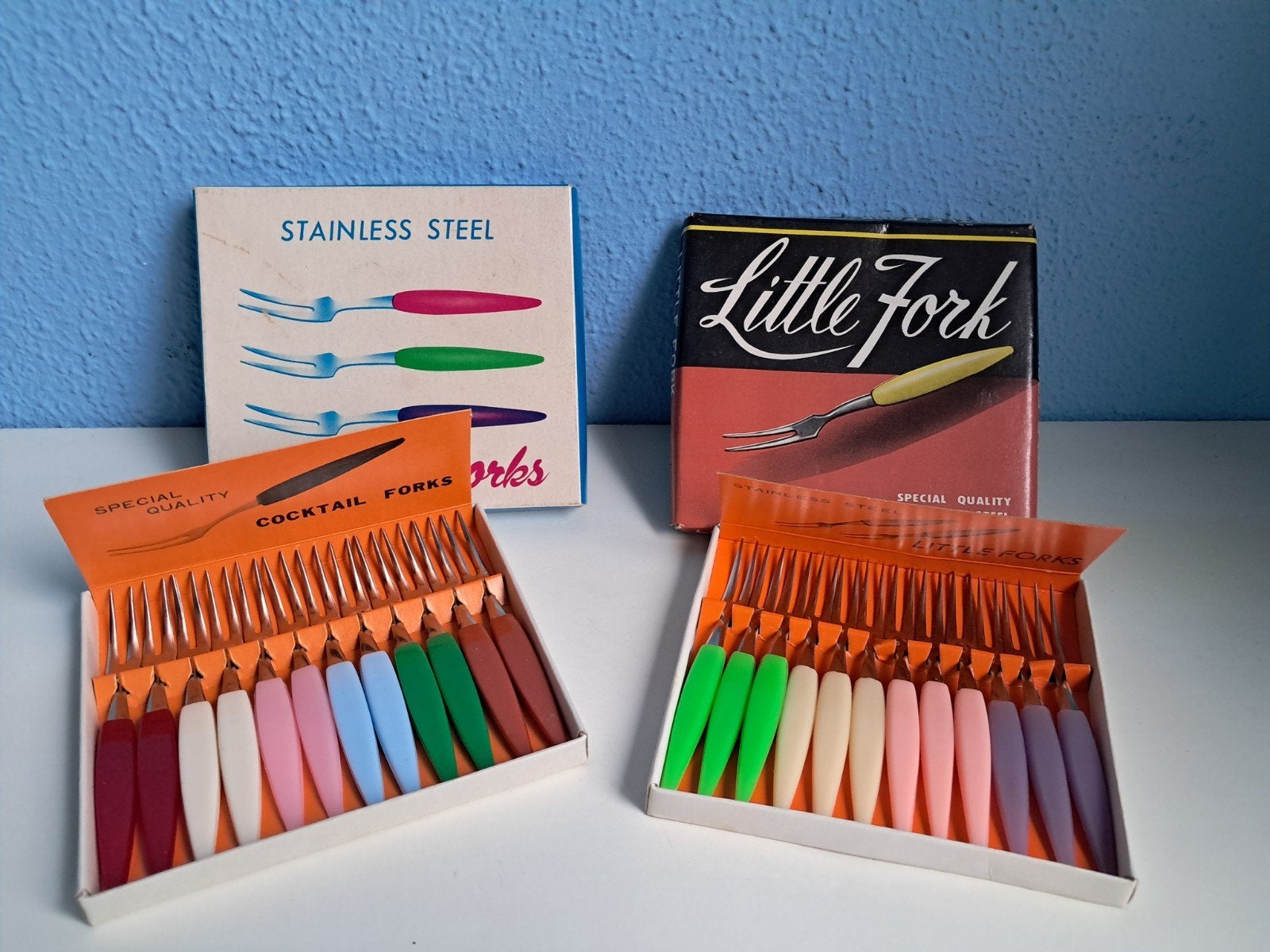 Originele vintage sets cocktailvorkjes., Ophalen of Verzenden