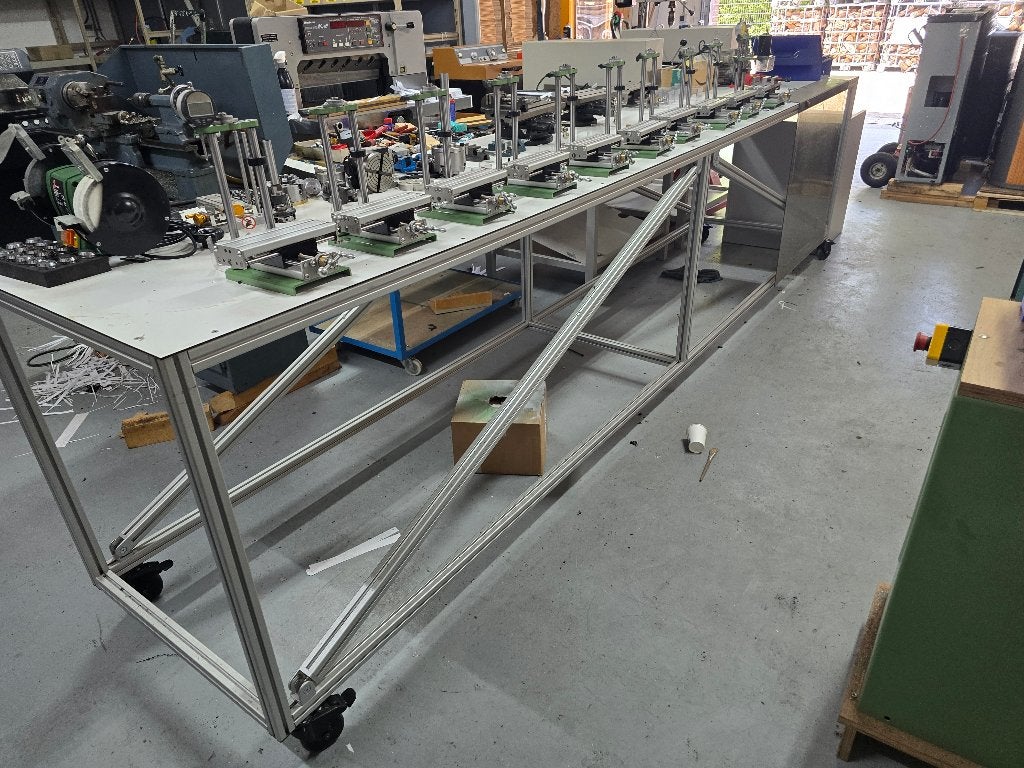 Montagetafel Werktafel Inpaktafel, Ophalen, Aluminium profiel, Gebruikt, Aluminium profiel
