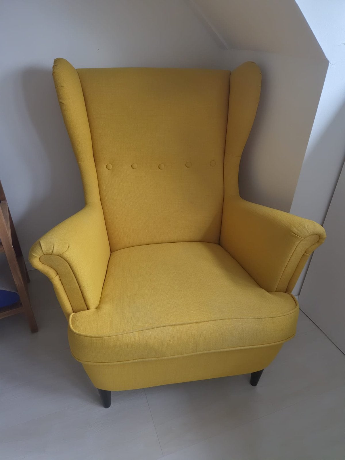 IKEA STRANDMON oorfauteuil geel, Huis en Inrichting, Fauteuils, Ophalen, Gebruikt, 75 tot 100 cm, 100 tot 125 cm