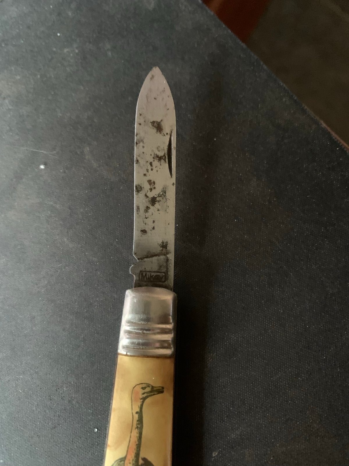 Antiek zakmes met struisvogelafbeelding - Tsjechoslowakije, Ophalen of Verzenden