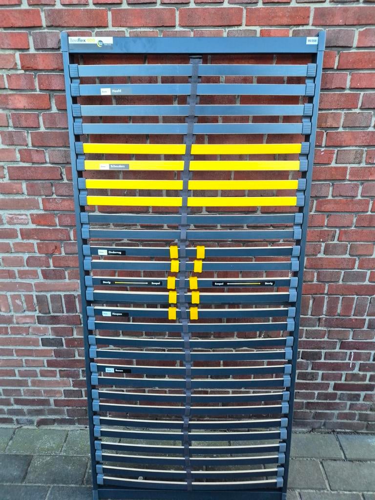 2 Lattenbodems 80x200 cm - Zo goed als nieuw. Bossflex 400., 90 cm, Eenpersoons, Ophalen of Verzenden, Zo goed als nieuw