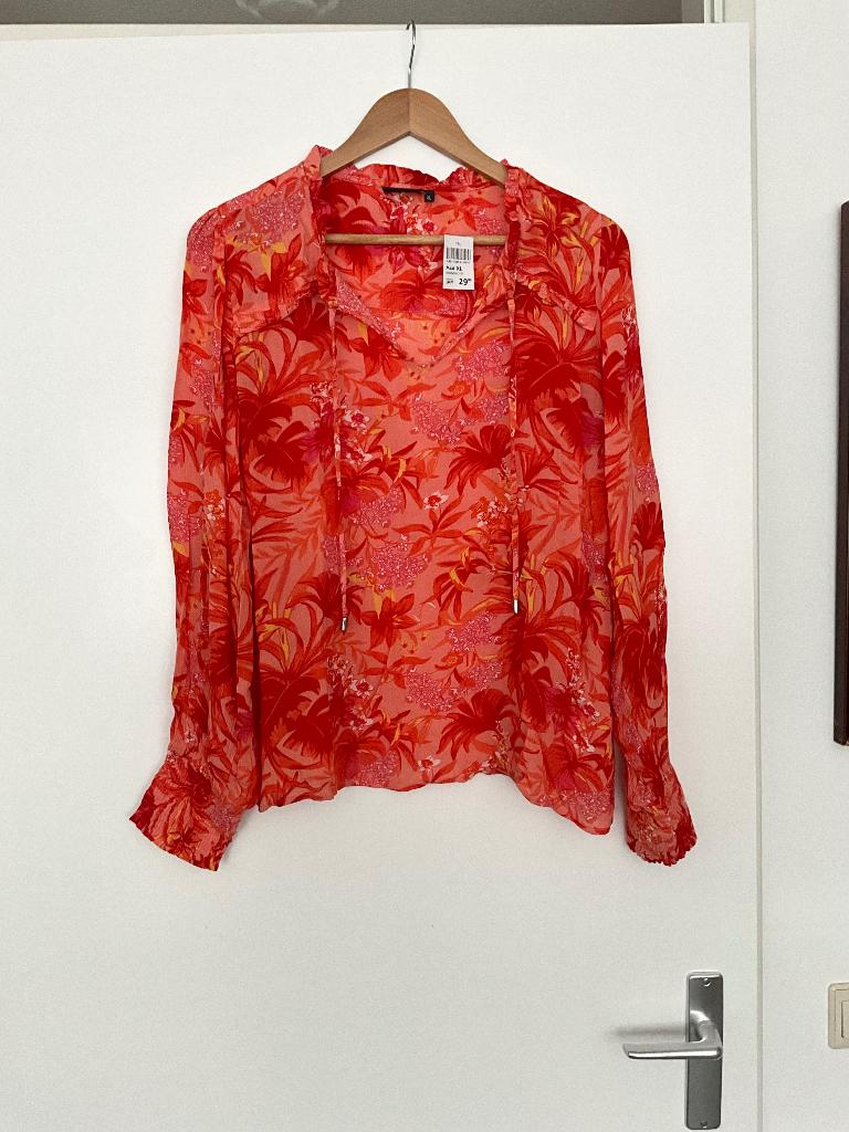 Nieuwe zomer blouse met bloemen van Scapino, maat XL, Kleding | Dames, Maat 46/48 (XL) of groter, Nieuw, Oranje, Ophalen of Verzenden