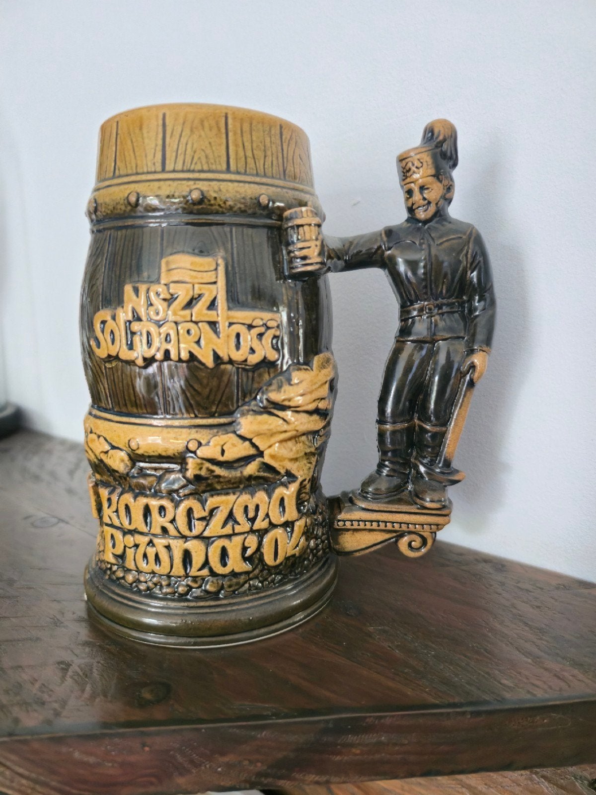 Zeldzame Poolse Bierpul (Kufel) - Ceramika JACH – Solidarno, Ophalen of Verzenden