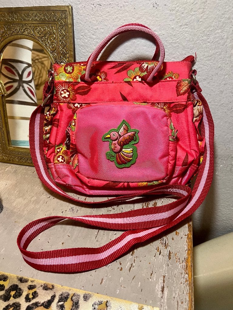 Vintage roze Oilily tas schoudertasje vogels bloemen boho, Sieraden, Tassen en Uiterlijk, Tassen | Damestassen, Ophalen of Verzenden