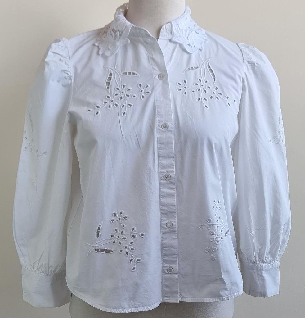 Zara lief wit bloesje met kant mt. L, Maat 38/40 (M), Ophalen of Verzenden, Zo goed als nieuw, Wit