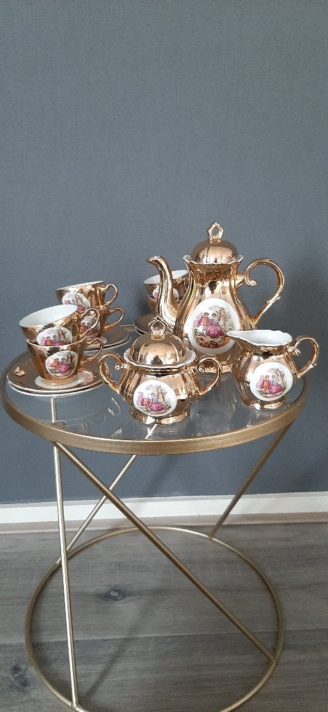 Negen delig porseleinen mokka servies, Ophalen of Verzenden