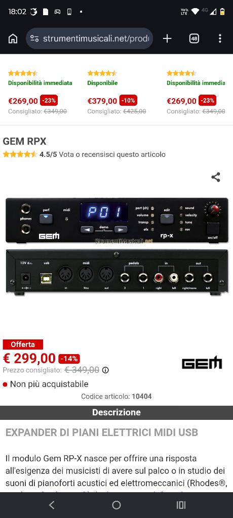 GEM RPX piano module, Ophalen of Verzenden, Gebruikt, Overige merken