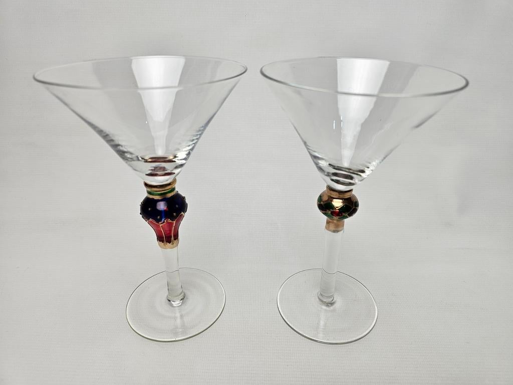# 2 Martini Glazen - Christmas Splendor, Antiek en Kunst, Ophalen of Verzenden