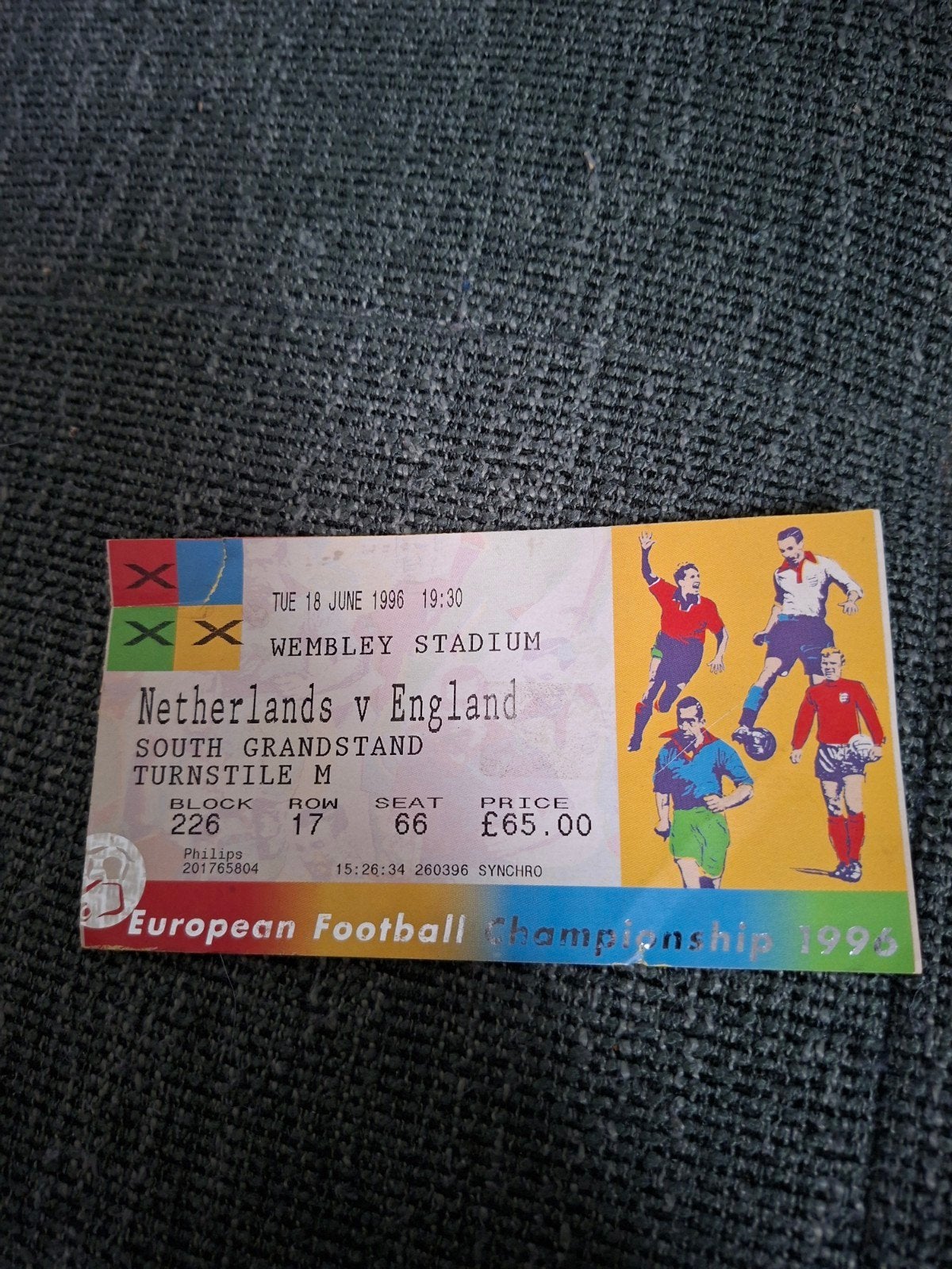Nederland - Engeland Voetbal Ticket EK 1996, Ophalen of Verzenden, Overige binnenlandse clubs, Overige typen