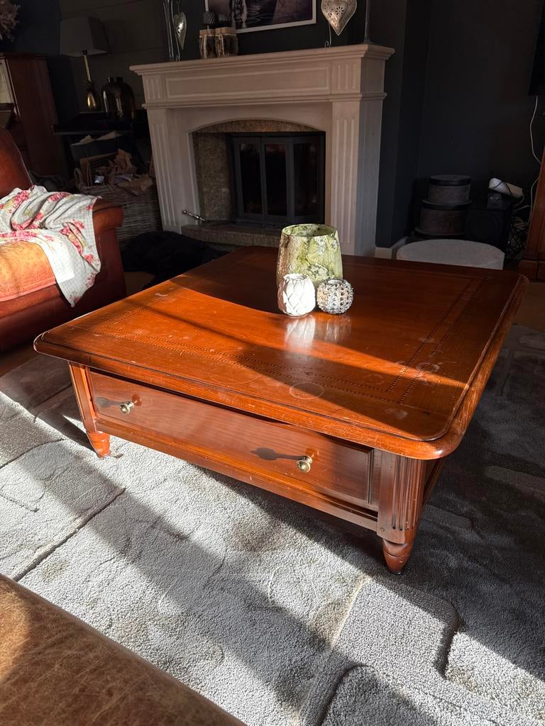 Roche Bobois Salontafel met 2 Schuiflades, Gebruikt, Ophalen of Verzenden, Rechthoekig, Overige houtsoorten