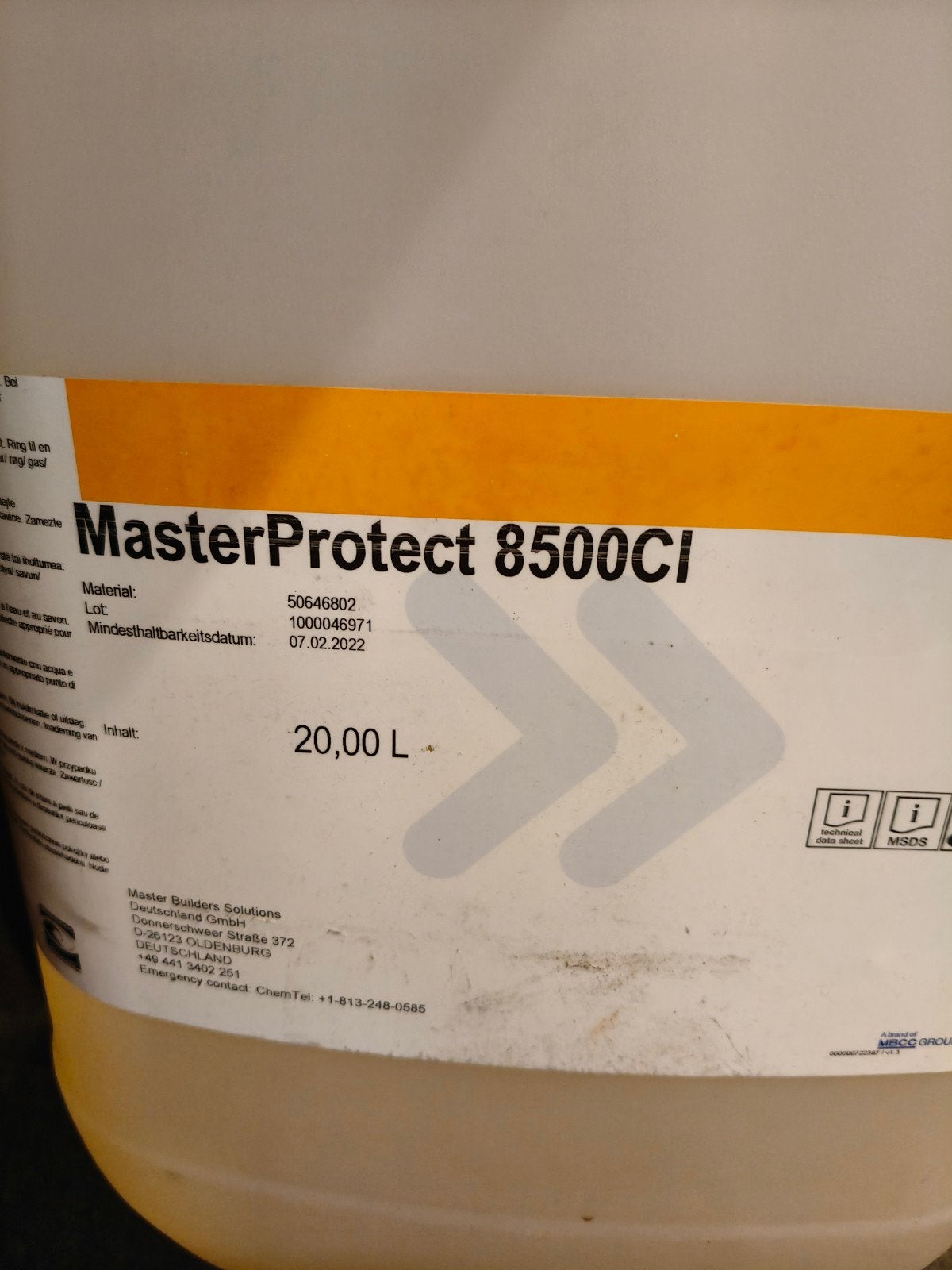 MasterProtect 8500CI - 20L Beschermende Coating, Ophalen, Wit