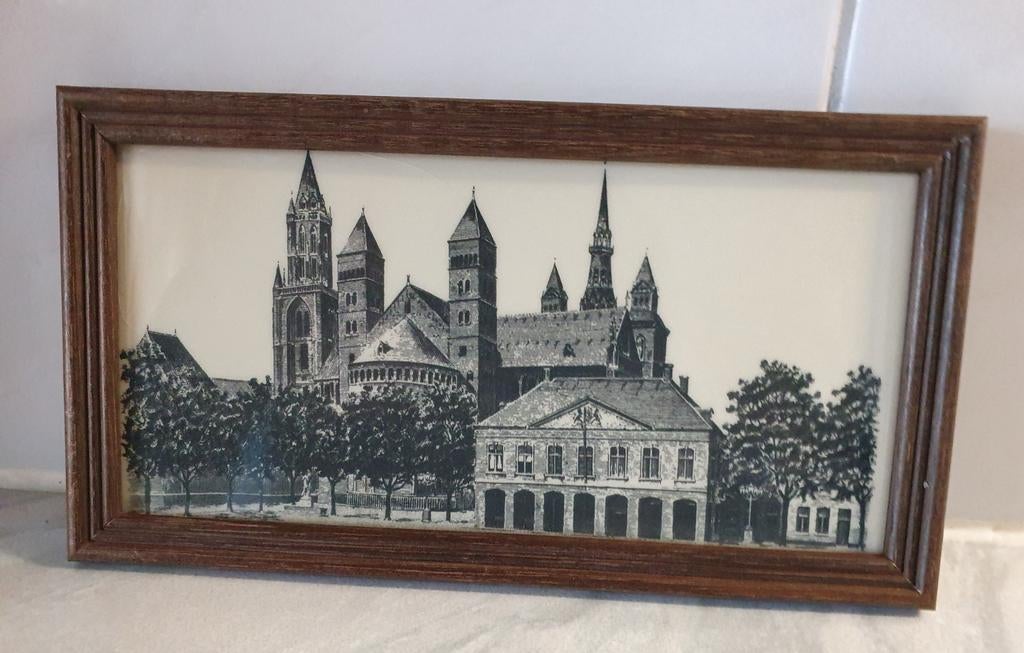 Maastricht oud tegeltje in lijst, Sint Servaasbasiliek,, Ophalen of Verzenden