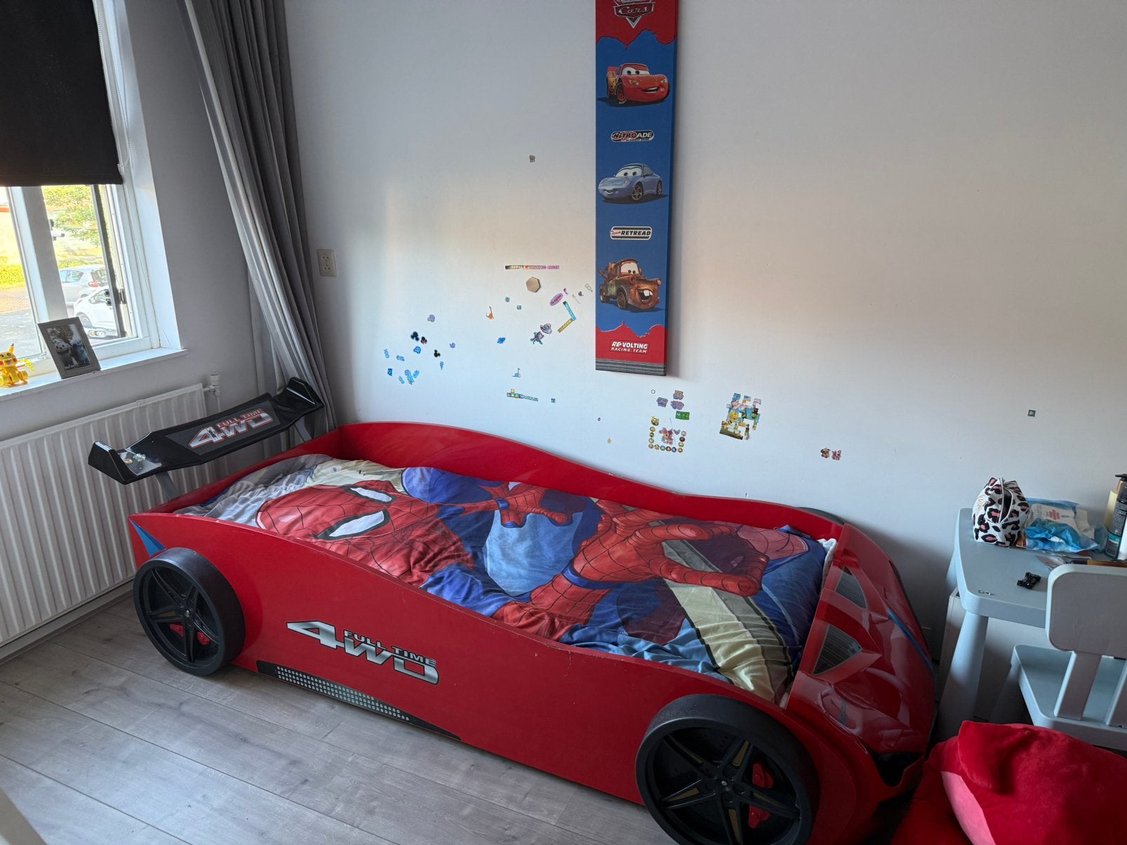Race auto kinderbed rood, Ophalen, 85 tot 100 cm, Gebruikt, Matras