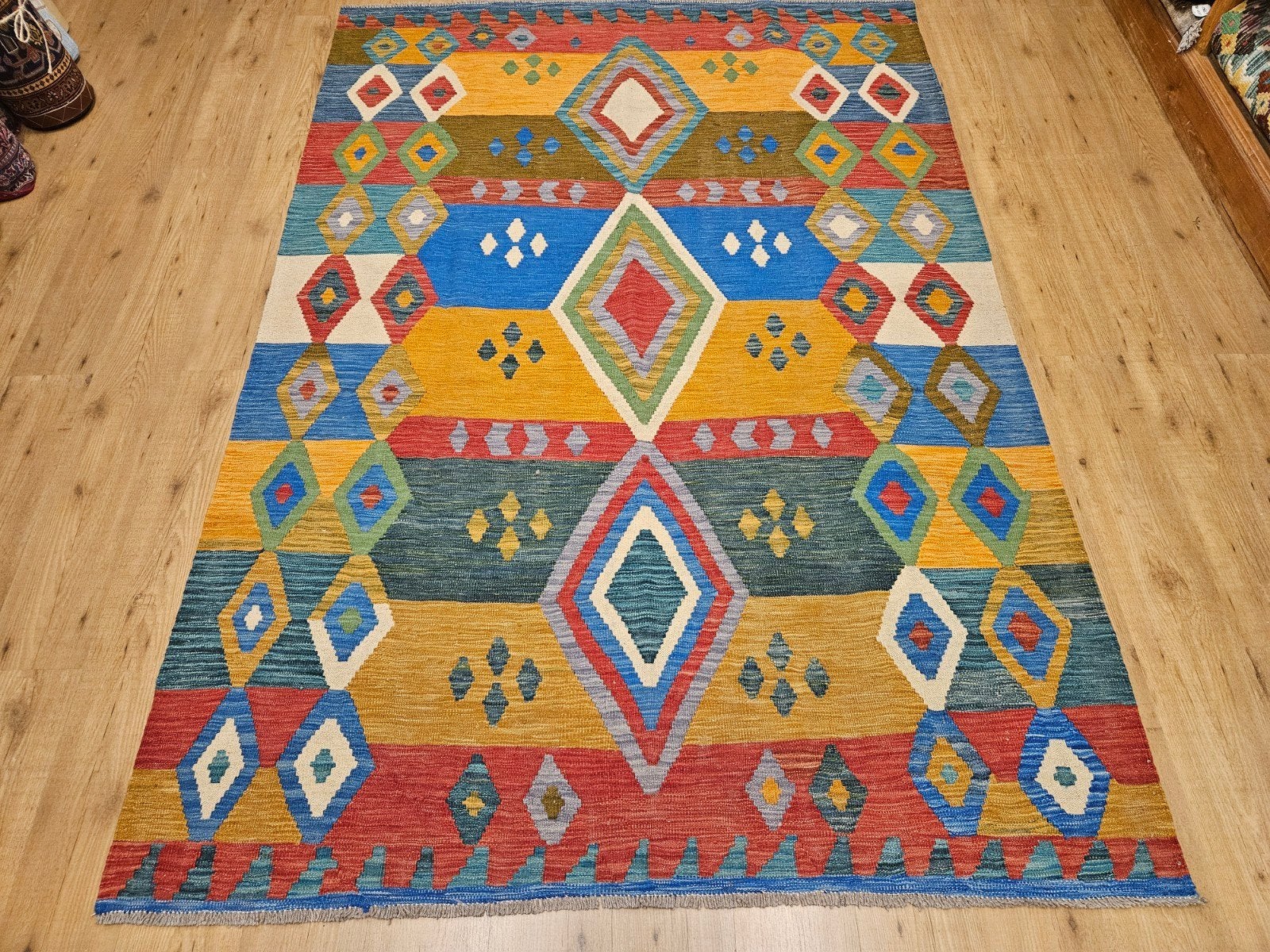 Prachtige handgeweven oosterse kelim 250x174, Info@SlatsAntiek.nl, 150 tot 200 cm, Vof Slats Antiek, Ophalen of Verzenden