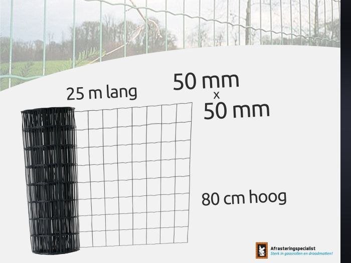Tuingaas Eurofence zwart | Sterk tuingaas 80cm hoog, Ophalen of Verzenden, Nieuw, 20 meter of meer, Gaas