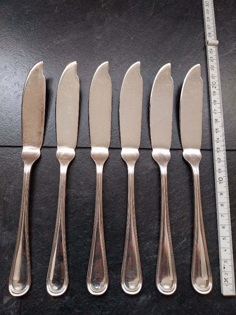 Set van 6 Gero 90 verzilverde vismessen, Antiek en Kunst, Ophalen of Verzenden