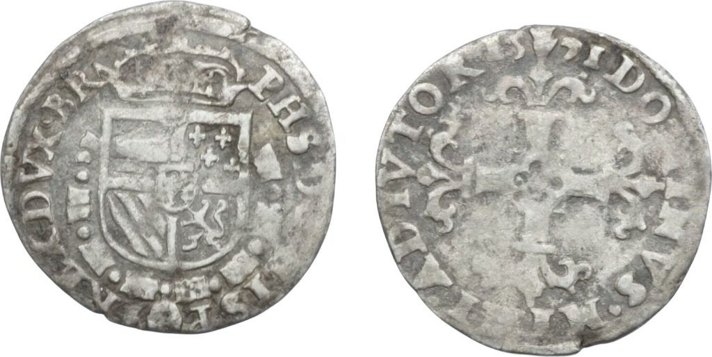 1/20 Philipsdaalder 1571, Brabant Antwerpen (Filips II), Verzenden, Zilver, Losse munt, Zilver