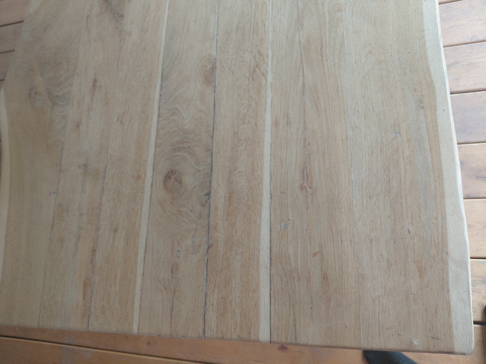 massief eiken eettafel, boomstamtafel. 190×90cm stalen poten, Ophalen