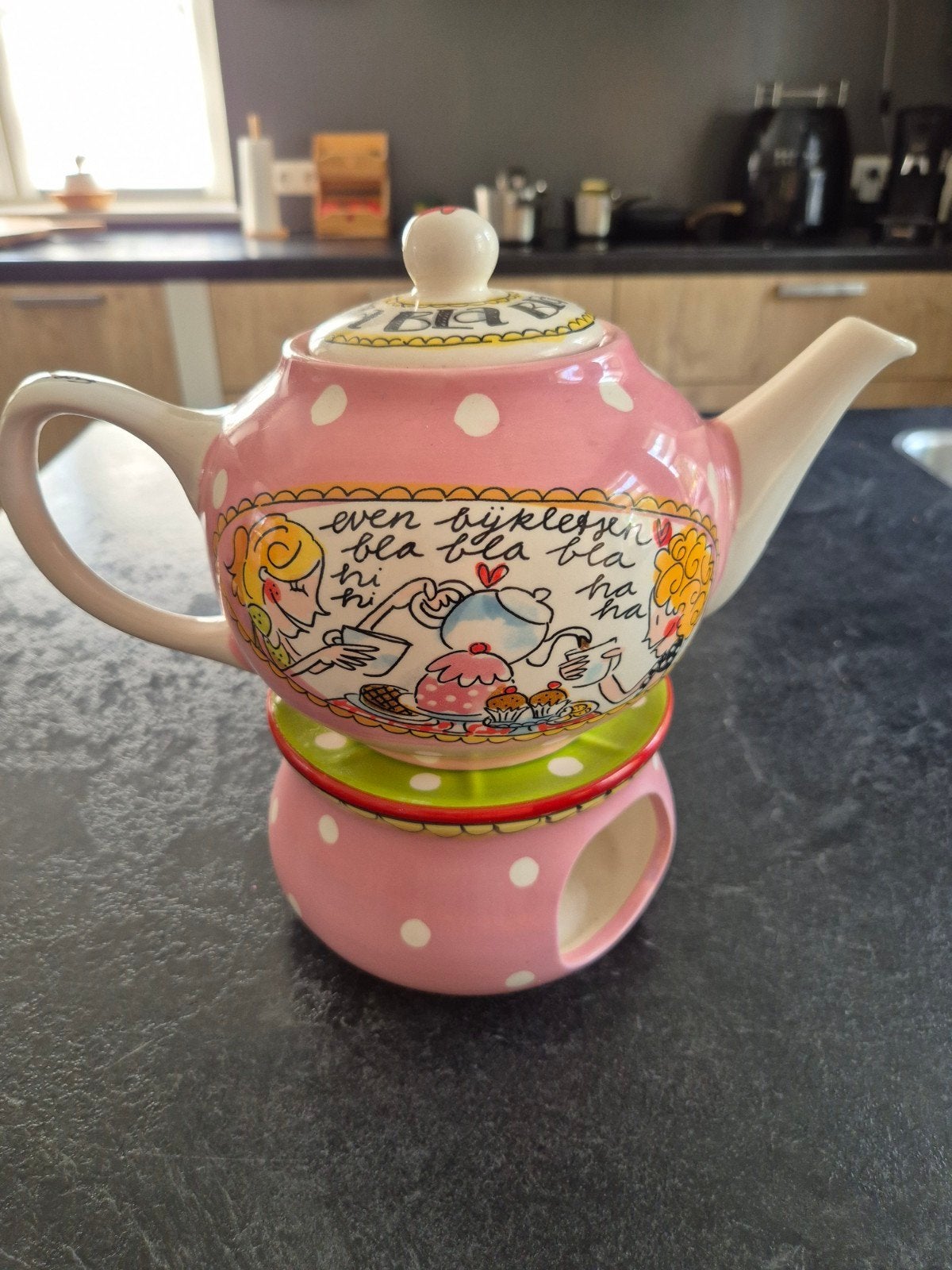 Blond theepot en waxinelicht houder, Ophalen of Verzenden