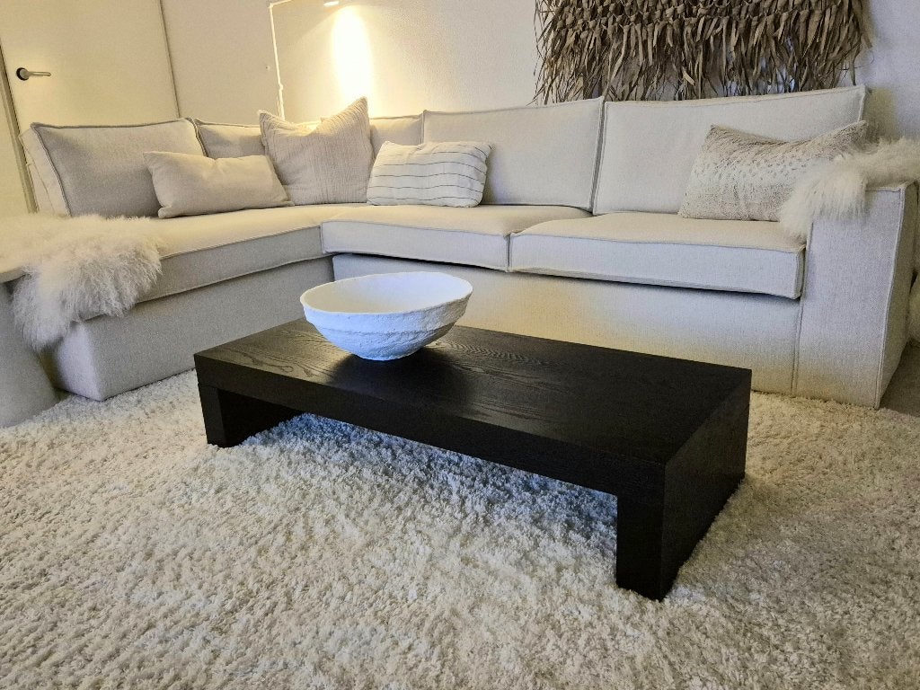Houten lage zwarte salontafel VT Wonen Westwing Japandi, Huis en Inrichting, Tafels | Salontafels, Ophalen, 100 tot 150 cm, 50 tot 100 cm