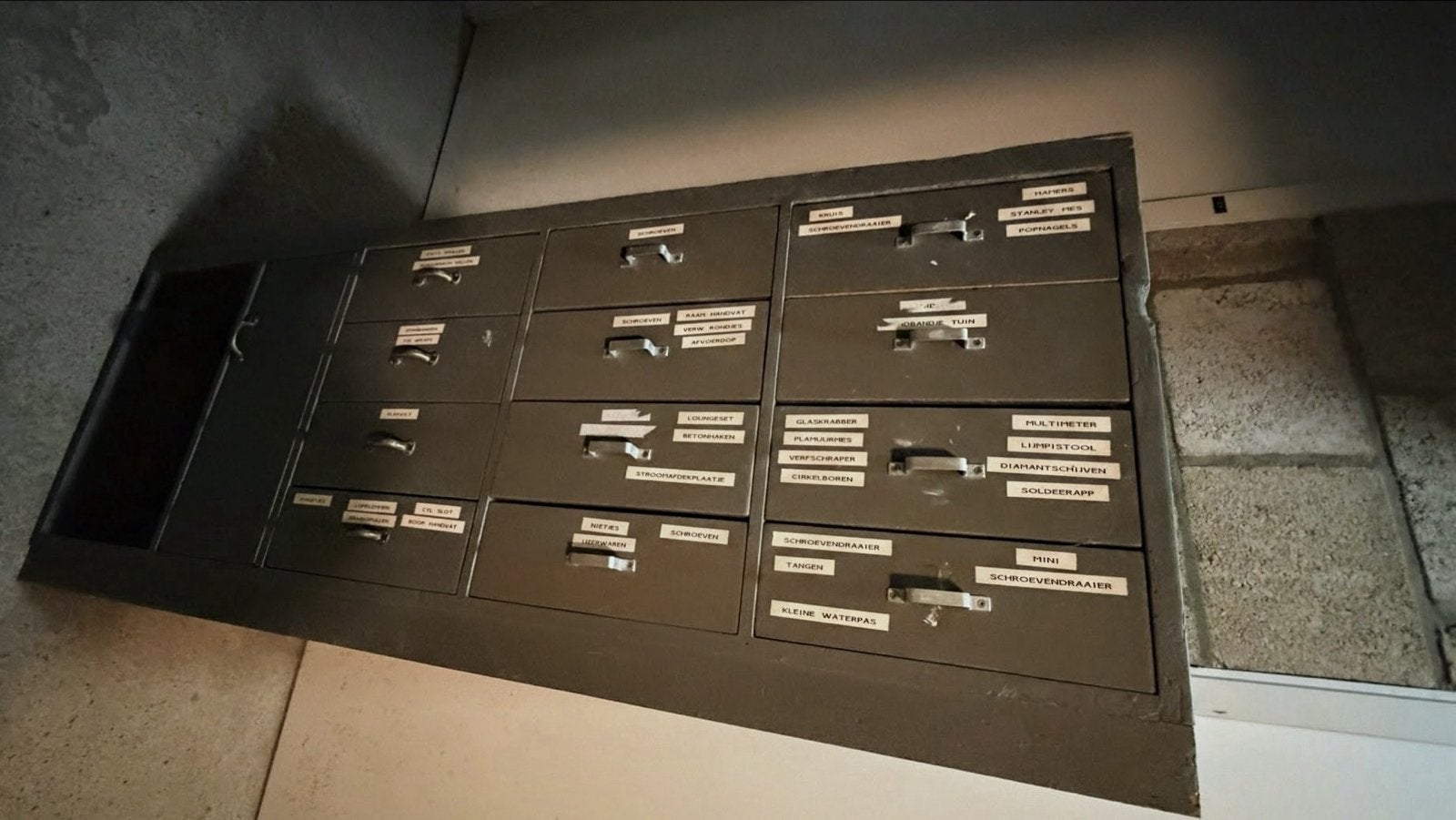 Vintage metalen ladekast met 12 laden, Ophalen