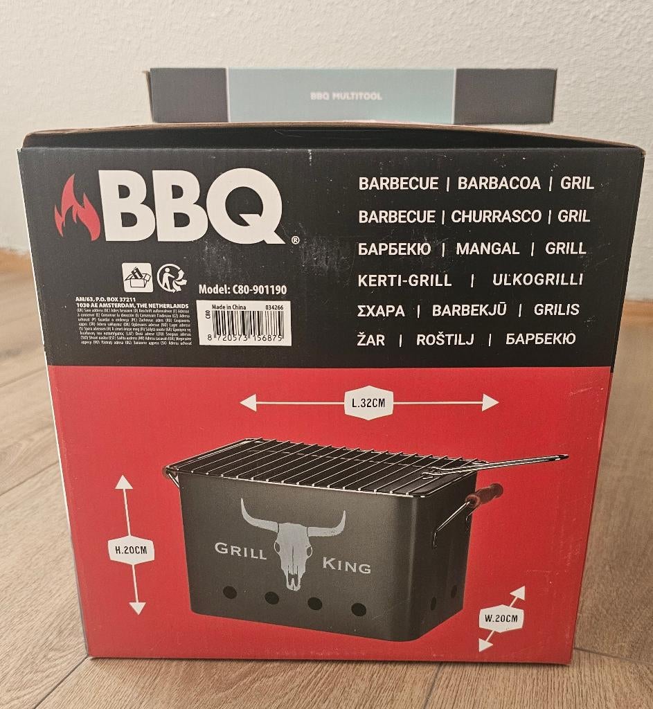 BBQ Set Grill King Houtskoolbarbecue + Gusta Multitool Nieuw, Ophalen of Verzenden, Nieuw, Grill king, Met accessoires