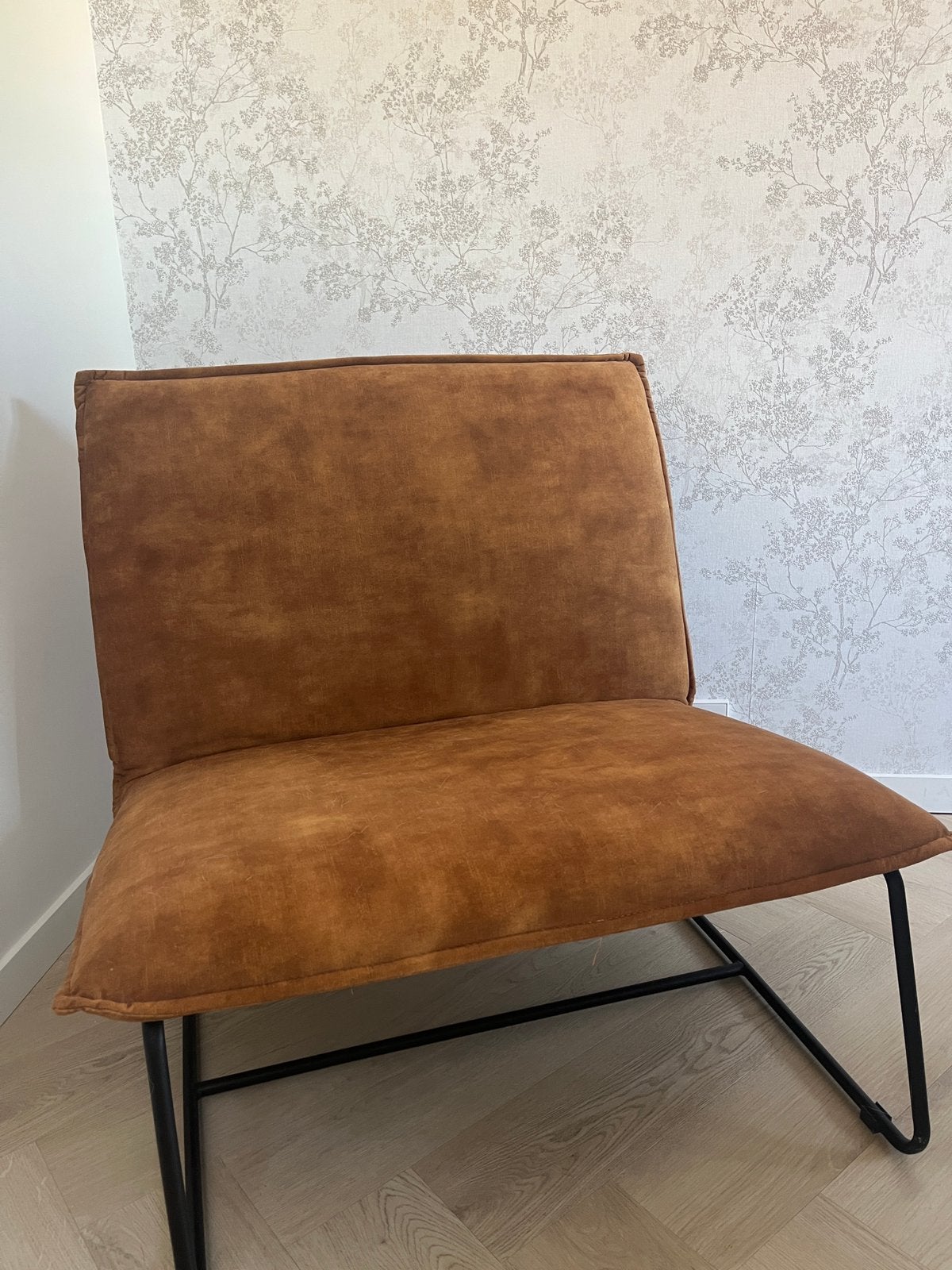Fauteuil Cooper XL - velvet - cognac, Ophalen, Zo goed als nieuw, Bruin, Eén