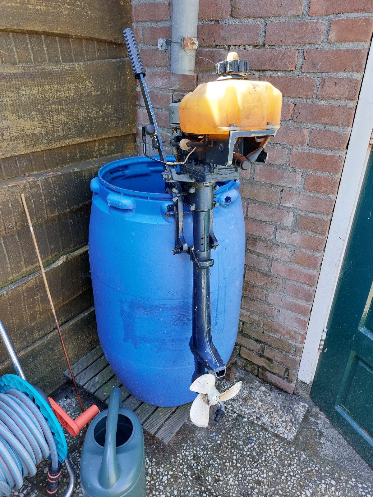Yamaha 2pk 2 takt buitenboordmotor met Gratis vintage boot!!, Ophalen, Gebruikt, Motor en Techniek, Zeilboot of Motorboot