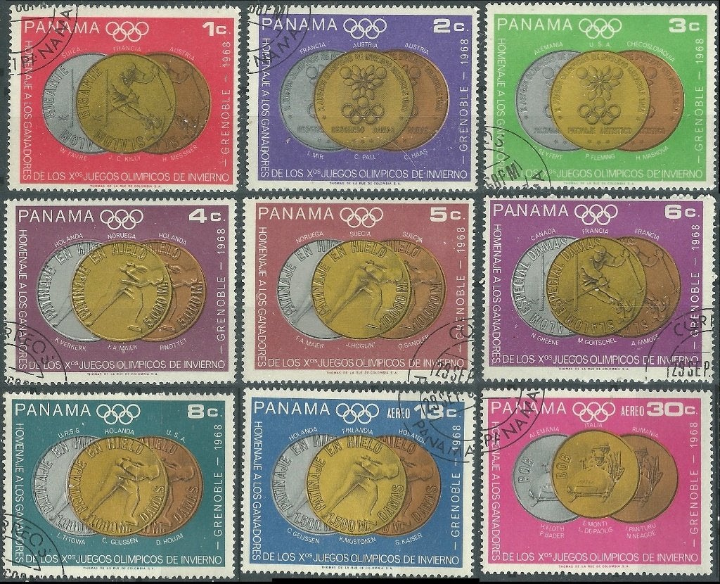 PANAMA 1968 Medaille Winnaars – Olympische Winter Spelen,, Verzenden, Gestempeld, Sport