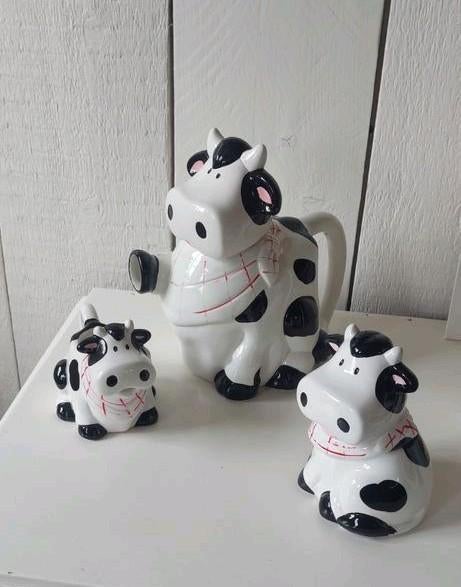 Theepot Suikerpot melk kannetje koe koeien koetje tea milk, Ophalen of Verzenden