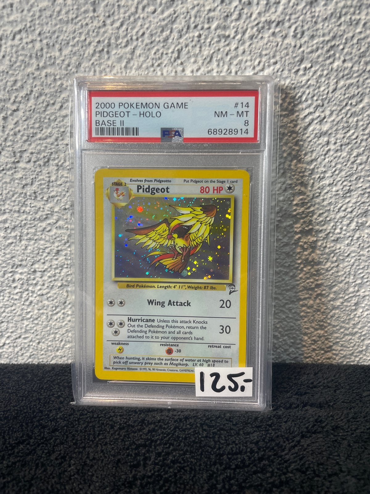 Pidgeot Holo Base II Pokémon kaart PSA 8 NM-MT, Ophalen of Verzenden, Zo goed als nieuw, Losse kaart, Foil