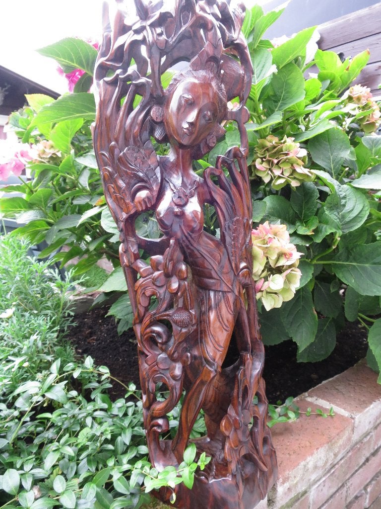 WAARDEVOL PRACHTIG ZWAAR UIT COROMANDEL HOUT GESNEDEN BEELD, Antiek en Kunst, Ophalen of Verzenden
