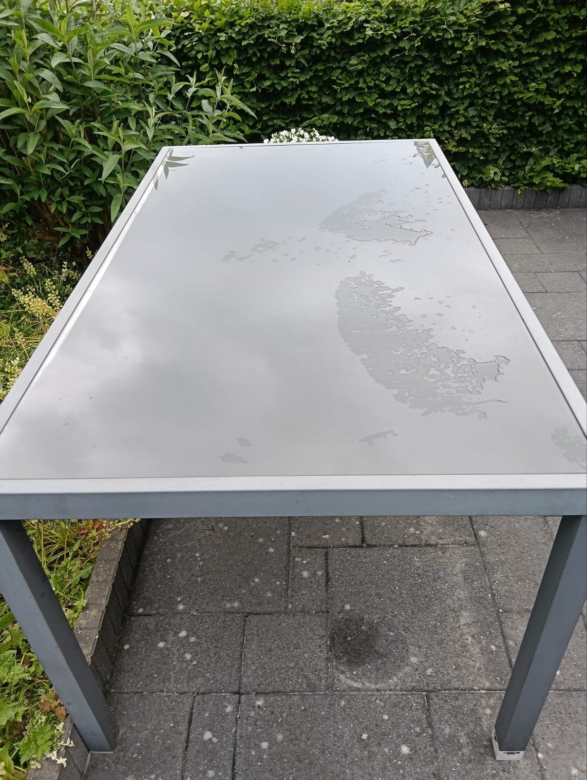 Moderne tuintafel met glazen blad, Ophalen, Gebruikt, Rechthoekig, Aluminium